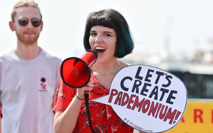 Period powerful activist Ella Daish campaigning for plastic free periods